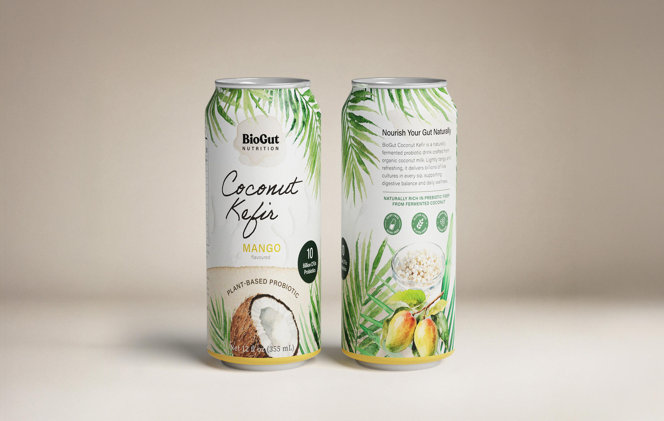 coconut kefir packaging design can