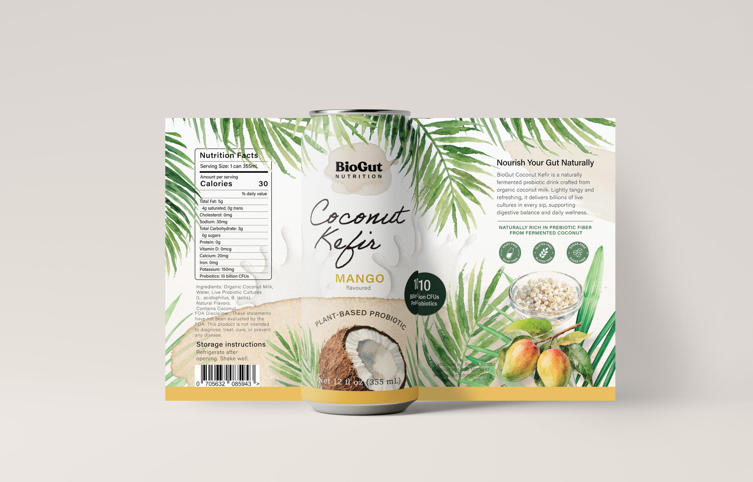 coconut kefir drink packaging