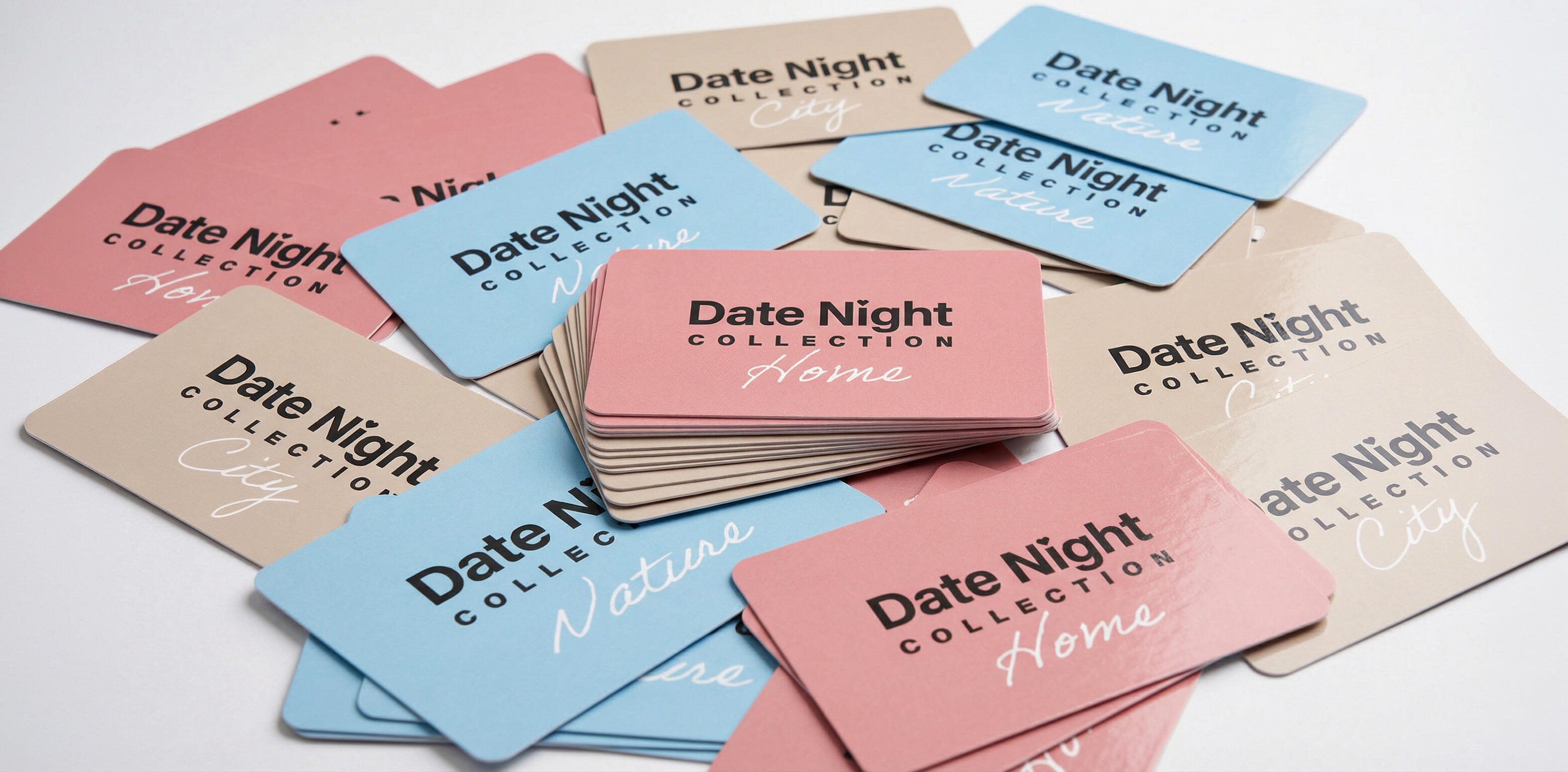 date night idea scratch off cards, packaging design
